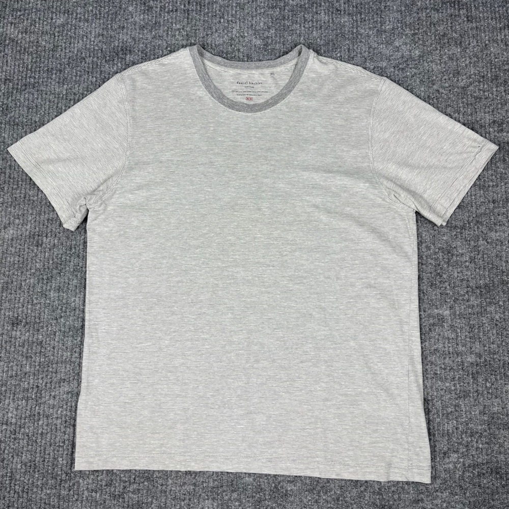 Daniel Buchler T Shirt Mens M Gray Striped Pima Cotton Crewneck Luxury Peru